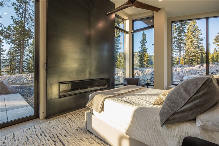 Contemporary luxury bedroom with modern furniture and elegant design.